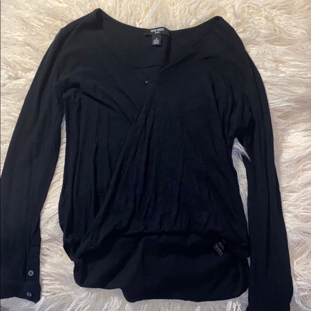 nine west jeans black cross long sleeve top